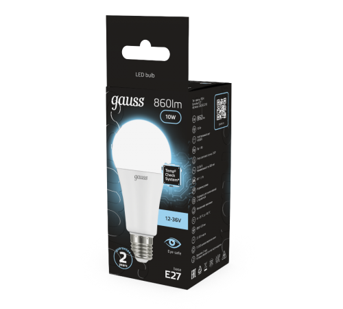 Лампа светодиодная низковольтная A60 AC12-36V 10W 860lm 4100K E27 LED 1/10/100  202502210  Gauss