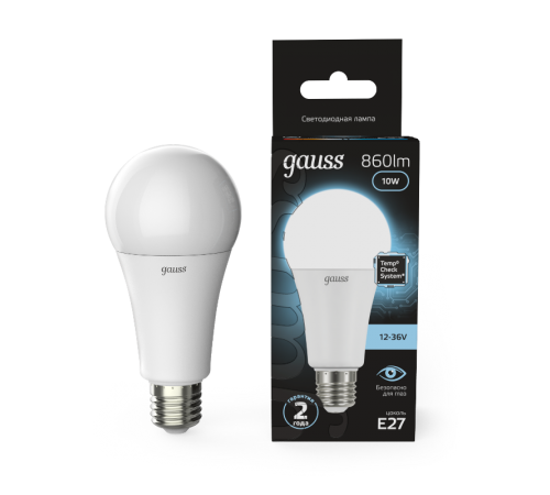 Лампа светодиодная низковольтная A60 AC12-36V 10W 860lm 4100K E27 LED 1/10/100  202502210  Gauss