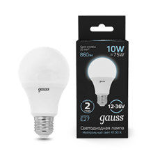 Лампа светодиодная низковольтная A60 AC12-36V 10W 860lm 4100K E27 LED 1/10/100  202502210  Gauss