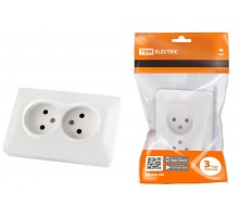 Розетка двойная 2П 10А 250В белая "Ильмень"  SQ1823-0011  TDM