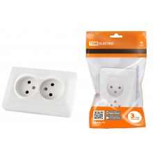 Розетка двойная 2П 10А 250В белая "Ильмень"  SQ1823-0011  TDM