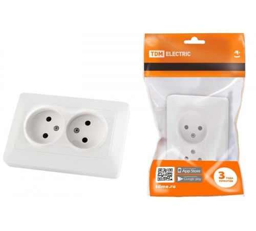 Розетка двойная 2П 10А 250В белая "Ильмень"  SQ1823-0011  TDM