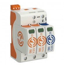 Устройства защиты от импульсных перенапряжений УЗИП для силовых сетей 2+NPE (Класс II), 280 В (V20-2+NPE+FS-280)  5095332  OBO Bettermann