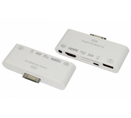 AV адаптер 6 в 1 для iPhone 4/4S на HDMI, USB, microSD, SD, 3.5 мм, microUSB  40-0103  REXANT