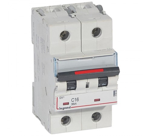 Выключатель автоматический двухполюсный DX3 16A C 36кА (3 мод)  410008  Legrand