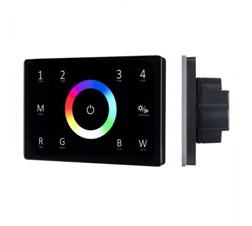 Панель Sens SMART-P85-RGBW Black (230V, 4 зоны, 2.4G) (Arlight, IP20 Пластик, 5 лет)  028405  Arlight
