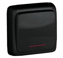 Переключатель открытой установки, одноклавишный, с индикацией, с изолирующей пластиной, цвет черный  ВА10-164-08  HEGEL