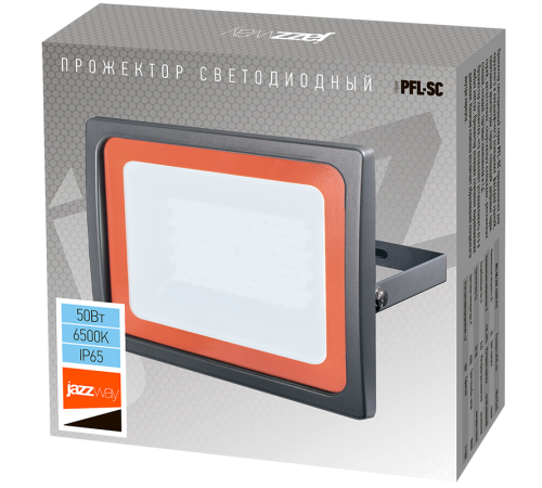 Прожектор светодиодный СДО PFL-SC 50Вт 6500К IP65 матовое стекло  5001435  Jazzway