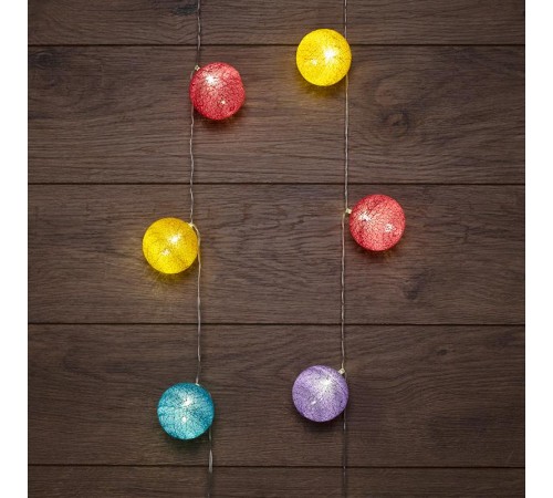 Тайские фонарики Фейерверк 1,5 м, прозрачный ПВХ, 10 LED, теплый белый, питание 2 х АА (батарейки не в комплекте)  303-099  NEON-NIGHT