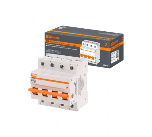Выключатель нагрузки модульный (мини-рубильник) ВН-32 4P 63A Home Use  SQ0211-0137  TDM