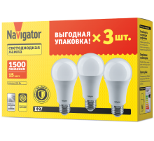 Лампа светодиодная   95 321 NLL-A60-15-230-4K-E27-PACK3  95321  Navigator