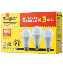 Лампа светодиодная   95 321 NLL-A60-15-230-4K-E27-PACK3  95321  Navigator