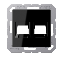 Kрышка для 2-х разъемов; без видимого винта; подпружиненная шторка; термопласт; черный A1569-2WESW Jung