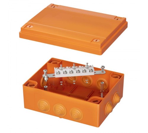 Коробка пластиковая FS с кабельными вводами и клеммниками, IP55, 240x190x90 мм, 6р, 450V, 32A, 10 мм2, нерж.контакт  FSK41610  DKC