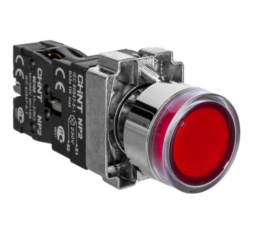 Кнопка управления NP2-BW3461 1НО красная AC/DC230В(LED) IP40 (R)  574080  CHINT