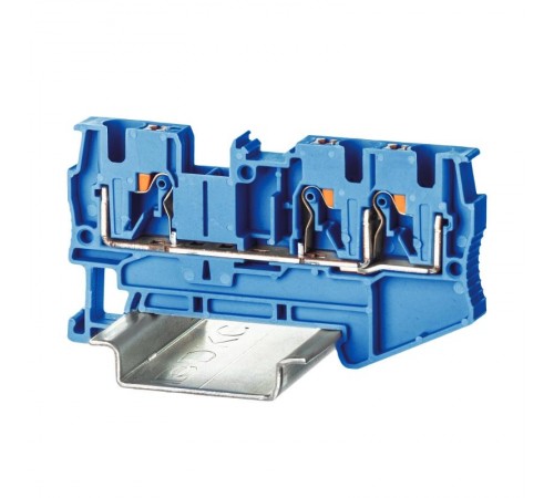 Клемма проходная, зажим push-in, 3 точки подключения, 4 кв.мм, синяя  VPR-4-TWIN-BU  DKC