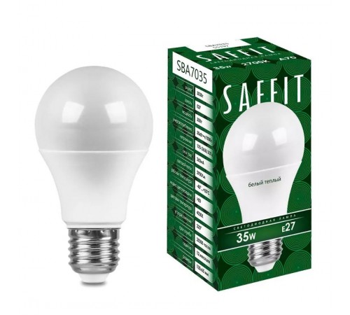 Лампа светодиодная, 35W 230V E27 2700K A70, SBA7035  55197  SAFFIT