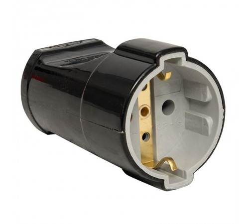 Штепсельное гнездо с/з черное 16А 250 В EKF Proxima EKF  ASG16-30-r  EKF