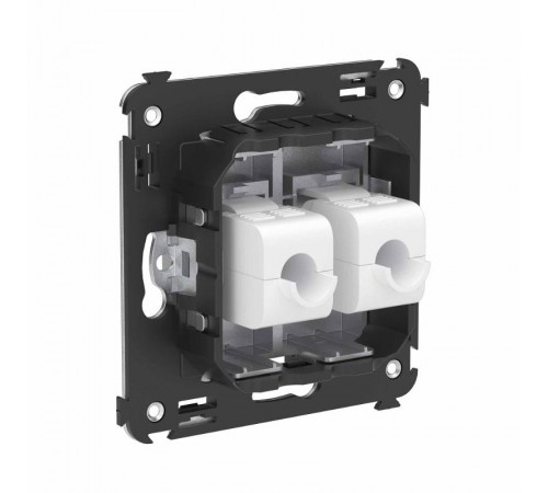 Компьютерная розетка RJ-45 без шторки в стену, кат.6А двойная, "Avanti", "Закаленная сталь"  4404674  DKC