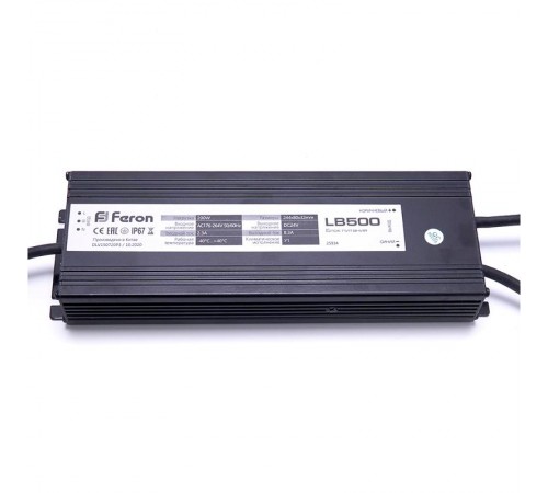 Трансформатор для светодиодной ленты LB500 DC24V 200W IP67 244*80*32мм  25934  Feron