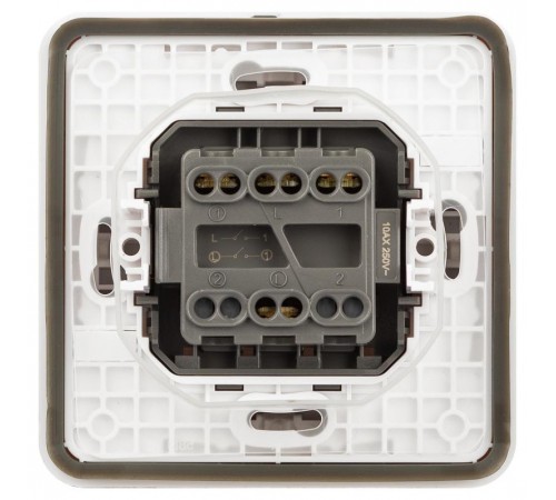 Выключатель 2-клавишный ЭРА Эксперт 11-1524-01 IP55, 10АХ-250В, СУ, Белый  Б0063271  ЭРА