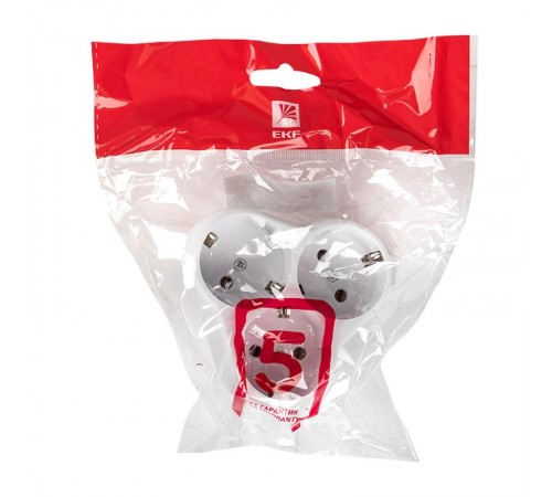 Тройник 3 гн. с/з круглый бел. 16А 250В EKF PROxima  ATK16-3  EKF