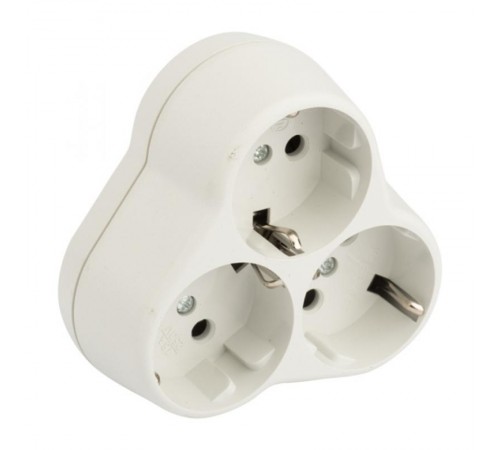 Тройник 3 гн. с/з круглый бел. 16А 250В EKF PROxima  ATK16-3  EKF