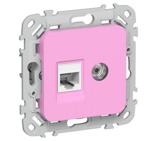 FLITE Розетка 2-ая RJ45/TV кат.5Е UTP РКТВ5е-2-0-ФлПр пурпурный  FI-AK22-1-K99  IEK