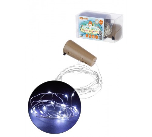 Гирлянда-пробка для бутылки "Роса20" 20LED, 2м, 6000К, 3хAG13/LR44,  SQ0361-0103  TDM