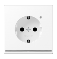 SCHUKO-розетка с ориентационной светодиодной подсветкой, со встроенным датчиком освещённости, с дополнительной защитой; белый матовый; LS990  LS1520-