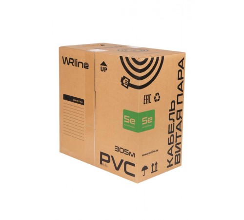 WR-UTP-4P-C5E-L-PVC-GY Витая пара, неэкран., U/UTP, кат., 5e, 4 пары (0,48 мм), одножил., внут., PVC нг(А)-LS, серый, 305 м  505755  WRLine