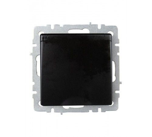 BRITE Розетка с заземлением со шторками с крышкой 16А IP20 РСбш10-3-БрЧ черный   BR-R16-16-K02  IEK