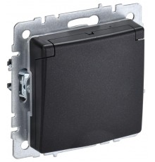 BRITE Розетка с заземлением со шторками с кр. 16А IP44 РСбш10-3-44-БрЧ черный  BR-R16-16-44-K02  IEK