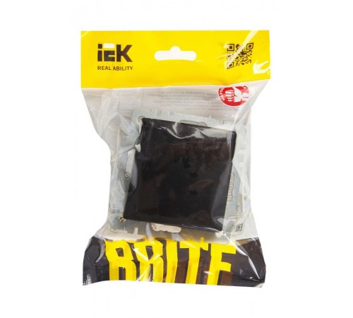 BRITE Розетка с заземлением со шторками с крышкой 16А IP20 РСбш10-3-БрЧ черный   BR-R16-16-K02  IEK