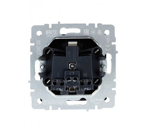 BRITE Розетка с заземлением со шторками с крышкой 16А IP20 РСбш10-3-БрЧ черный   BR-R16-16-K02  IEK