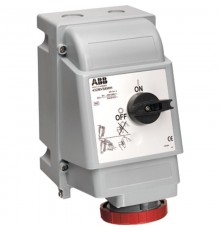 Розетка для тяжелых условий с выключателем и механической блокировкой 332MVS6WH, 32A, 3P+E, IP67, 6ч  2CMA163279R1000  ABB