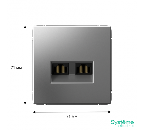 ArtGallery Сталь Розетка двойная компьютерная RJ45+RJ45, кат.6А, механизм  GAL000988  SE