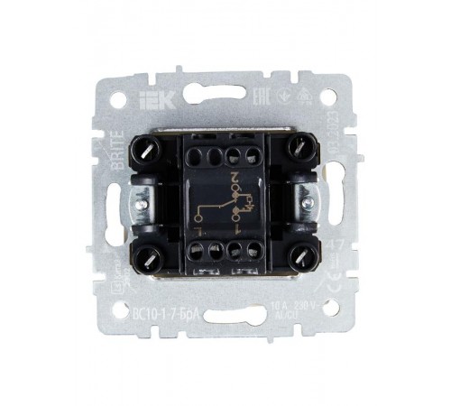BRITE Выключатель 1-клавишный проходной с индикацией 10А ВС10-1-7-БрА алюминий  BR-V12-1-10-K47  IEK