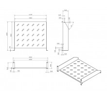 TAL3-2U-400-RAL7035 Полка угловая с перфорацией 19", 2U, ширина 440 мм, глубина 400 мм, цвет серый (RAL 7035)  433676  Hyperline