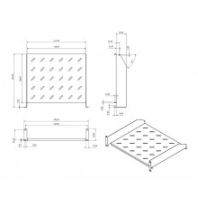 TAL3-2U-400-RAL7035 Полка угловая с перфорацией 19", 2U, ширина 440 мм, глубина 400 мм, цвет серый (RAL 7035)  433676  Hyperline