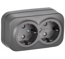 GLORY Розетка 2-местная с з/к/ш о/у 16А РСш22-3-ХСм сталь матовый  ERH24-K46M-16  IEK