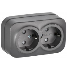 GLORY Розетка 2-местная с з/к/ш о/у 16А РСш22-3-ХСм сталь матовый  ERH24-K46M-16  IEK