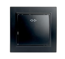 Выключатель (переключатель) электрический перекрестный 1-клавишный, серия Эрна, PSW10-9009-03 черный  39927  STEKKER