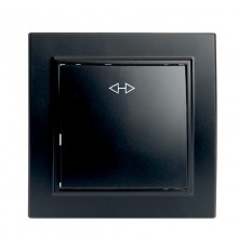 Выключатель (переключатель) электрический перекрестный 1-клавишный, серия Эрна, PSW10-9009-03 черный  39927  STEKKER