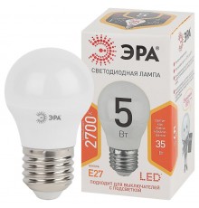 Лампа светодиодная LED 5Вт E27 2700К smd P45 шар  Б0028486  ЭРА