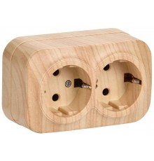 РС22-3-ХС Розет. 2-ая с з/к о/у 16А GLORY сосна  ERH21-K34-16  IEK
