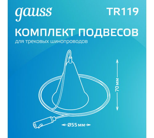 Комплект подвесов для трекового шинопровода осветительного, цвет черный  TR119  Gauss