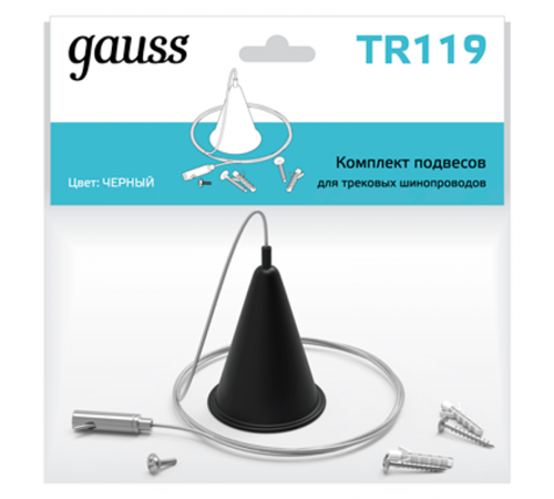 Комплект подвесов для трекового шинопровода осветительного, цвет черный  TR119  Gauss