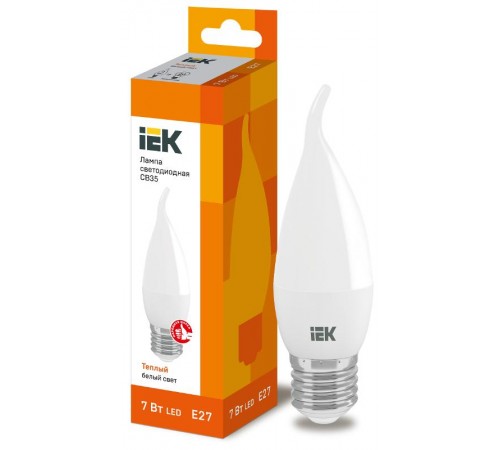 Лампа светодиодная LED 7Вт Е27 220В 3000К CB35 свеча на ветру  LLE-CB35-7-230-30-E27  IEK