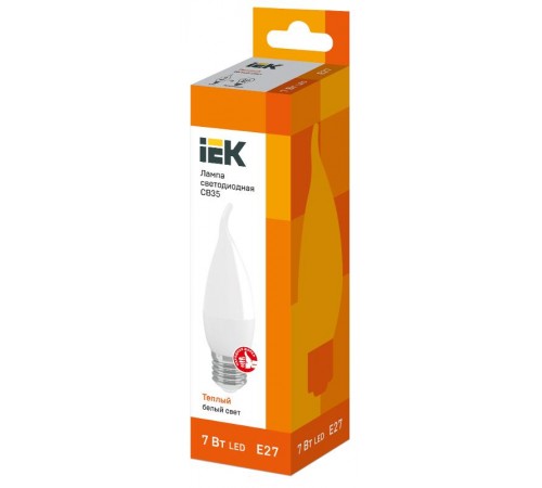 Лампа светодиодная LED 7Вт Е27 220В 3000К CB35 свеча на ветру  LLE-CB35-7-230-30-E27  IEK